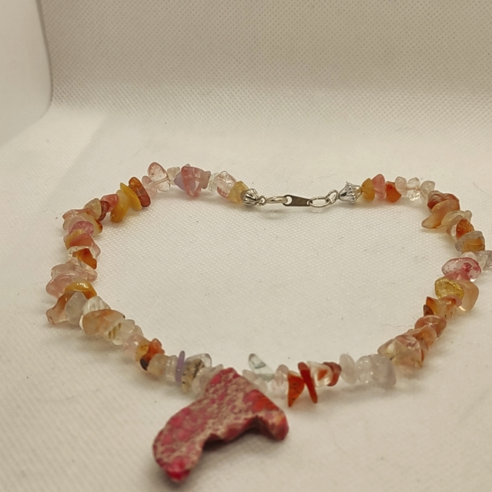 Choker made with chips of Citrine, Amethyst, Carnelian and Quartz!